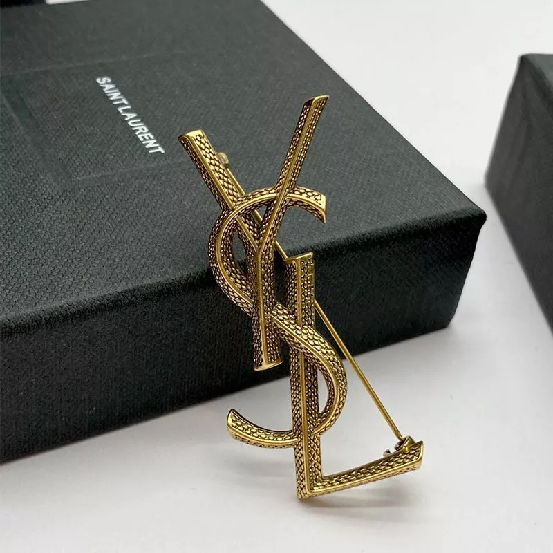 Saint Laurent Opyum Brooch In Snake Metal Gold 0112