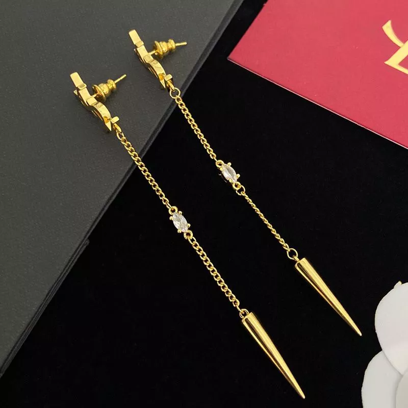 CHEAP Saint Laurent Opyum Spike Earrings In Metal and Rhinestone Gold 0118