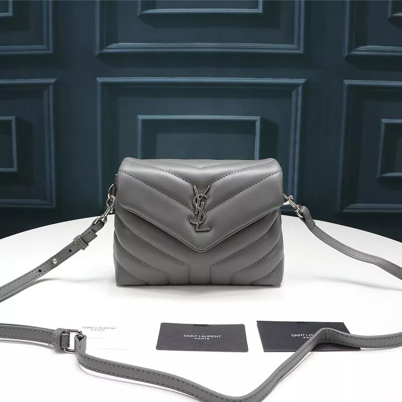 Saint Laurent Mini Loulou Toy Bag In Y Matelasse Leather Sky Blue Silver 0115