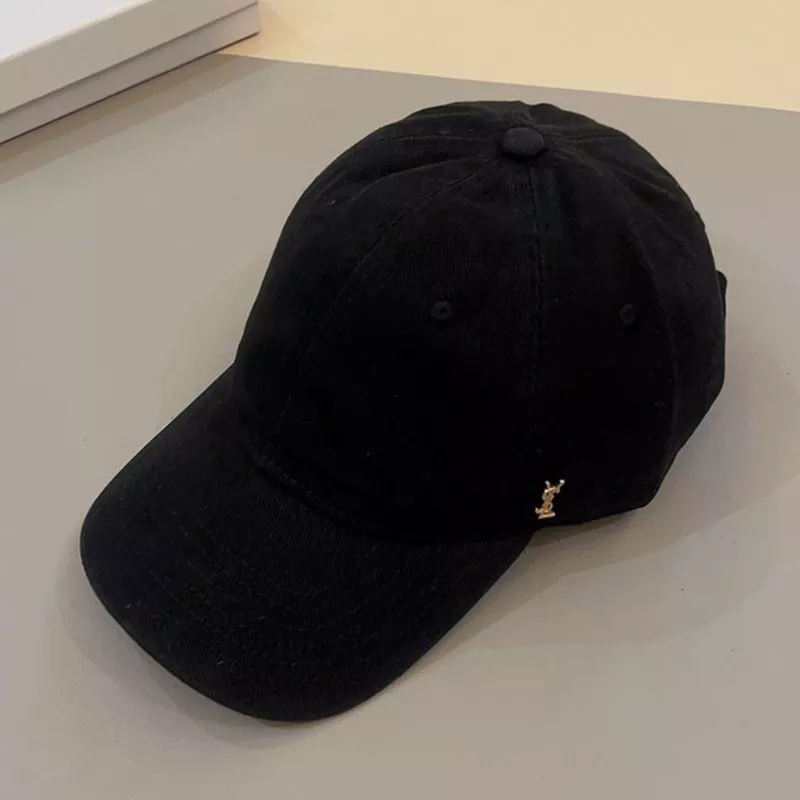 Saint Laurent Cassandre Baseball Cap In Canvas Black 0112