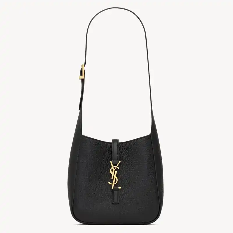 CHEAP Saint Laurent Mini Le 5 A 7 Supple Bag In Grained Leather Black Gold 0123