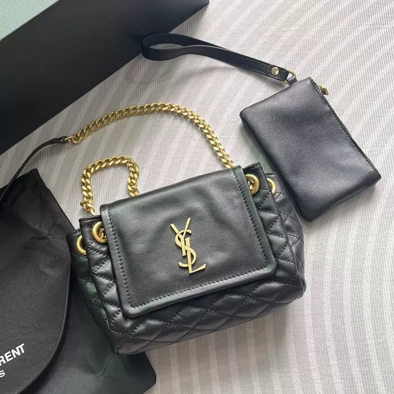 Saint Laurent Mini Nolita Bag In Diamond-Quilted Lambskin Black 0113