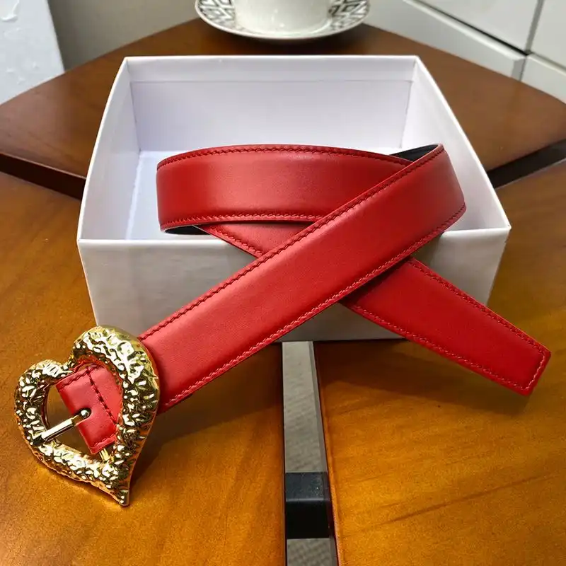 CHEAP Saint Laurent Heart Belt In Nappa Leather Red Gold 0128