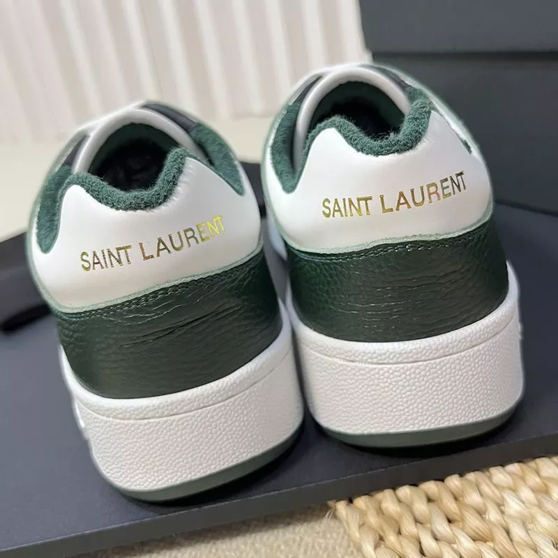 CHEAP Saint Laurent SL 61 Low-Top Sneakers Unisex Perforated and Grained Leather White Green 0114