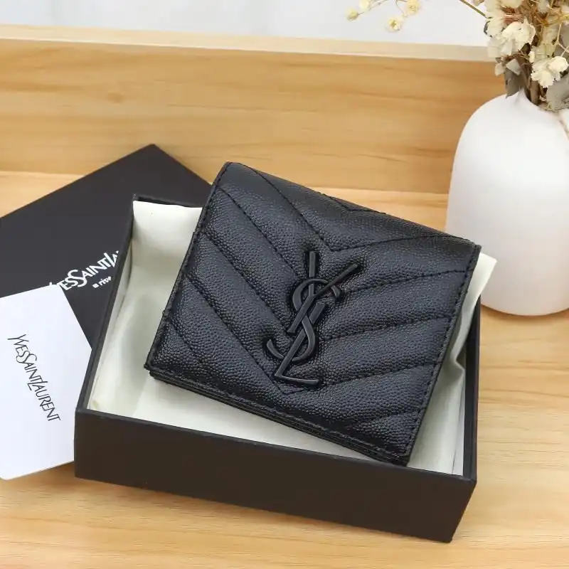 CHEAP Saint Laurent Monogram Flap Card Case In Grained Matelasse Leather Black 0127