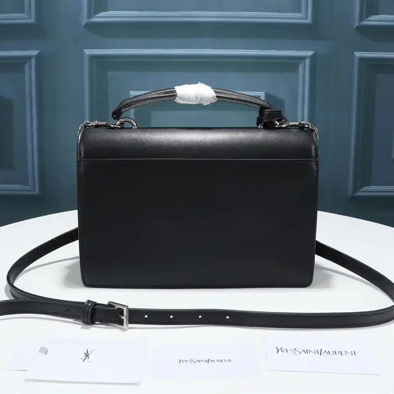 CHEAP Saint Laurent Medium Sunset Satchel In Smooth Leather Black Silver 0126