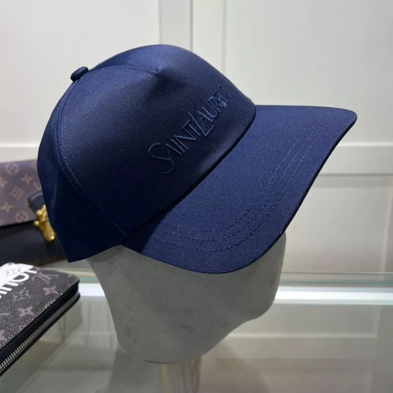 Saint Laurent Baseball Cap In Gabardine with Logo Embroidery Navy Blue 0112