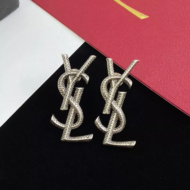 Saint Laurent Opyum Earrings In Snake Metal Silver 0113