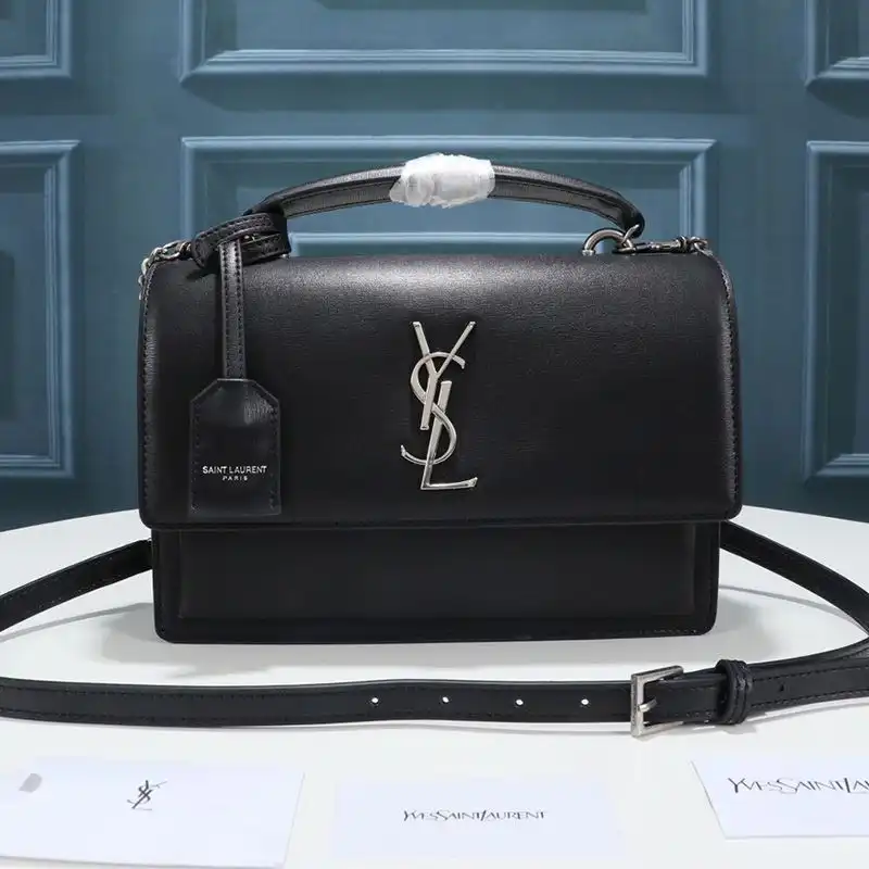 CHEAP Saint Laurent Medium Sunset Satchel In Smooth Leather Black Silver 0126