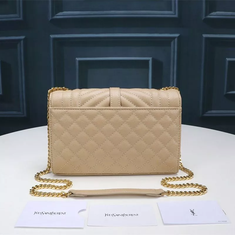 CHEAP Saint Laurent Small Envelope Chain Bag In Mixed Grained Matelasse Leather Apricot Gold 0113