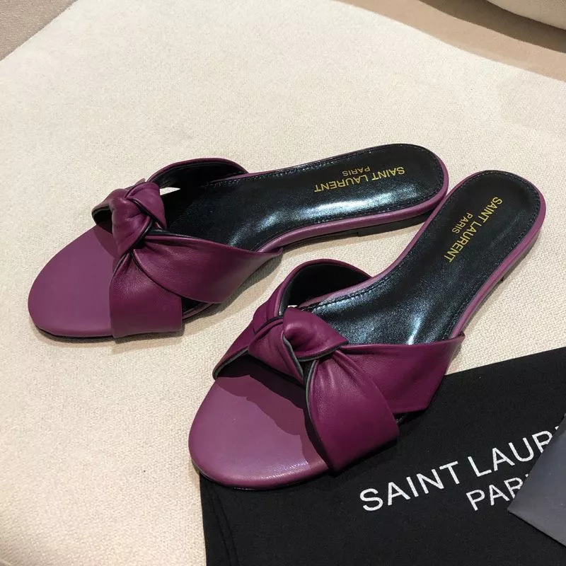 CHEAP Saint Laurent Bianca Slides Women Smooth Leather Purple 0121