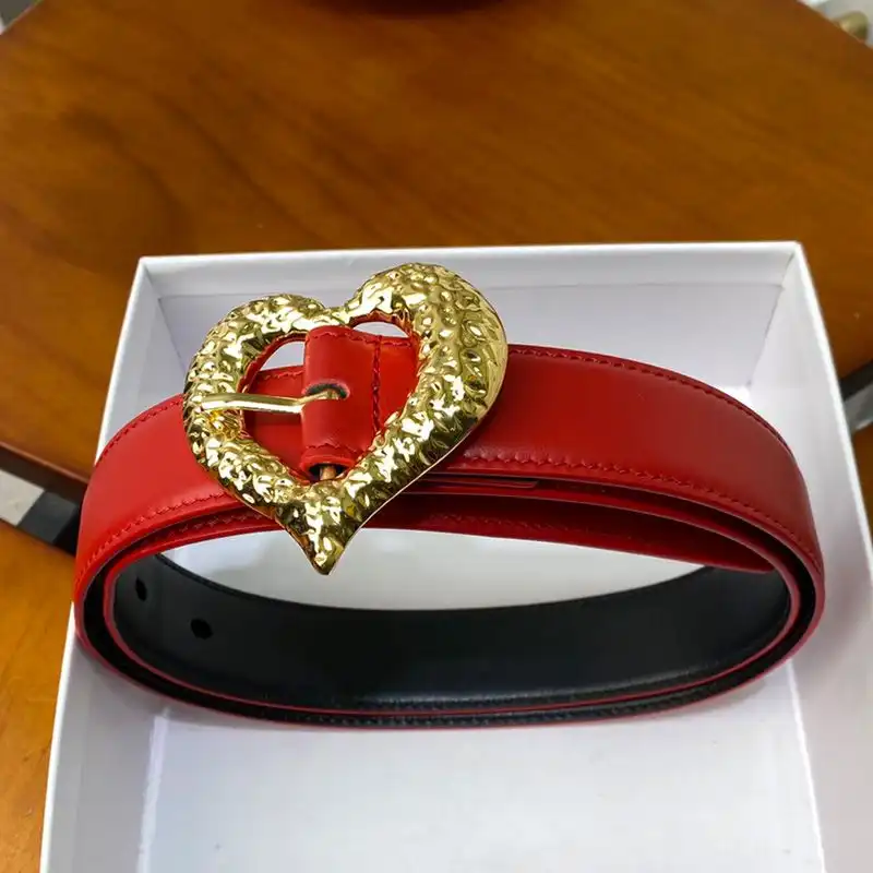 CHEAP Saint Laurent Heart Belt In Nappa Leather Red Gold 0128