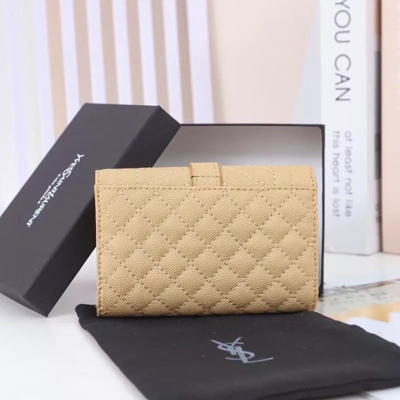 CHEAP Saint Laurent Small Envelope Flap Wallet In Mixed Grained Matelasse Leather Apricot Gold 0117