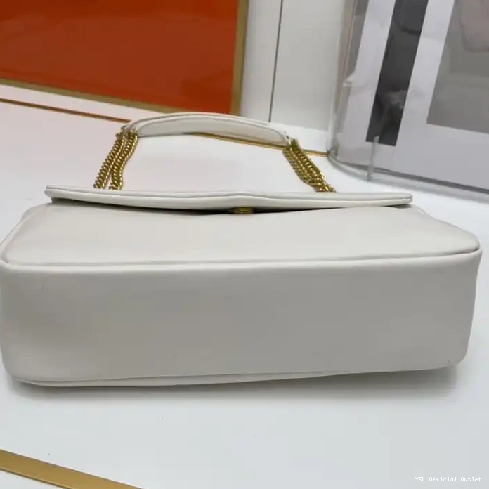 CHEAP Gold Lambskin White Bag Calypso Saint Laurent Plunged In 0212