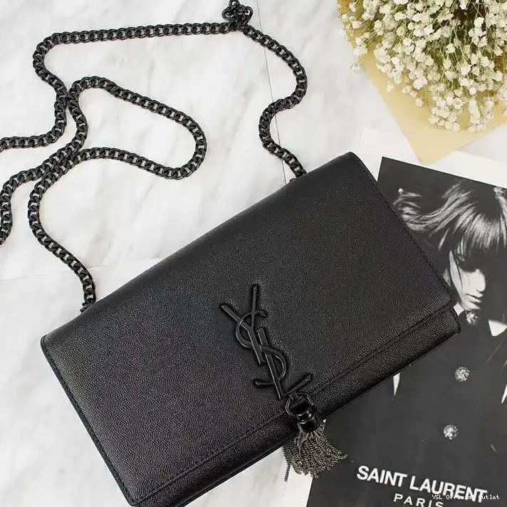 CHEAP Kate Medium Grained In Bag Leather with Tassel Black Saint Chain Laurent 0208