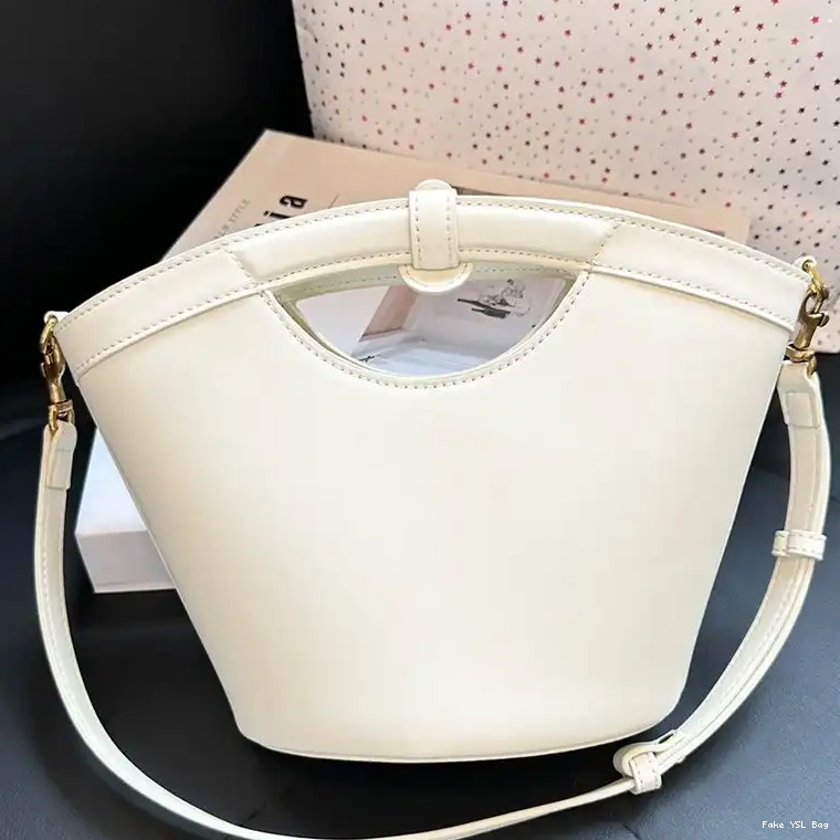 CHEAP Saint Gold Celia Tote Laurent Mini In Leather Smooth White 0220