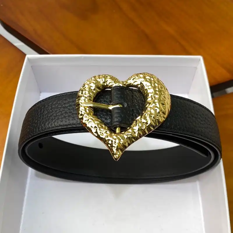 CHEAP Saint Laurent Heart Belt In Grained Leather Black Gold 0205