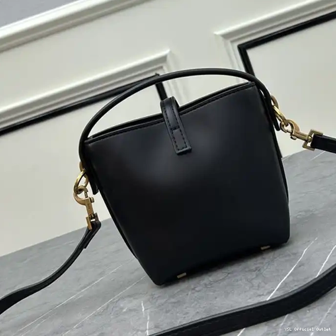 CHEAP In Saint Bag 37 Le Laurent Bucket Black Mini Shiny Leather 0216