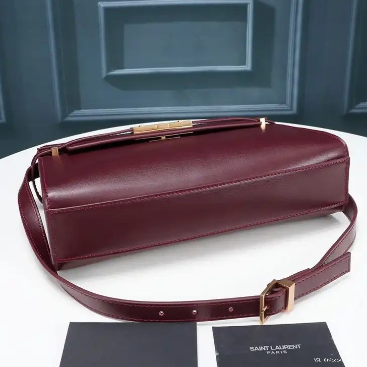 CHEAP Saint In Bag Gold Laurent Leather Burgundy Shoulder Manhattan Smooth 0215