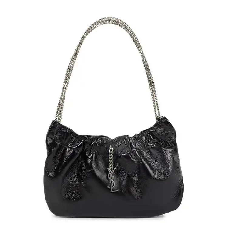 CHEAP Leather In Laurent Saint Black Ruched Smooth Pac Hobo Bag Pac 0222