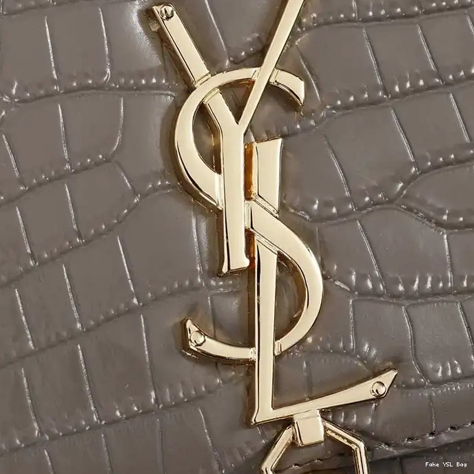 CHEAP Saint Gold Laurent Tassel Grey In Embossed Shiny Medium Kate with Crocodile Bag Chain Leather 0218