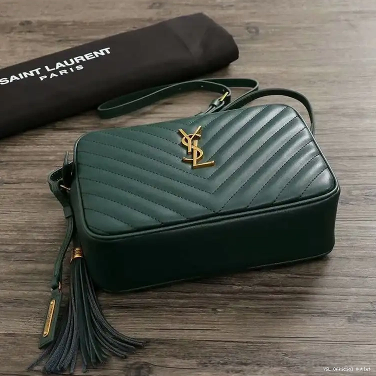 CHEAP In Saint Green Leather Laurent Gold Camera Bag Matelasse Lou 0209