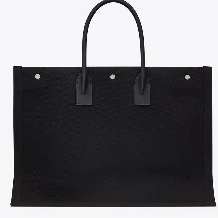 CHEAP In Rive Black Linen Laurent Gauche Leather Saint And Tote 0215