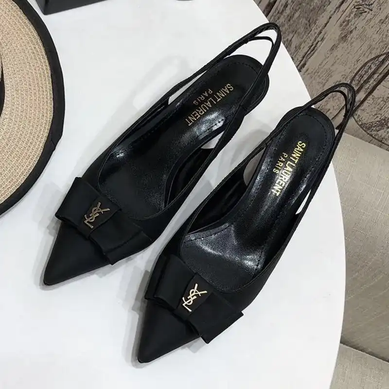 CHEAP Saint Laurent Anais Bow Slingback Pumps Women Smooth Leather Black 0201