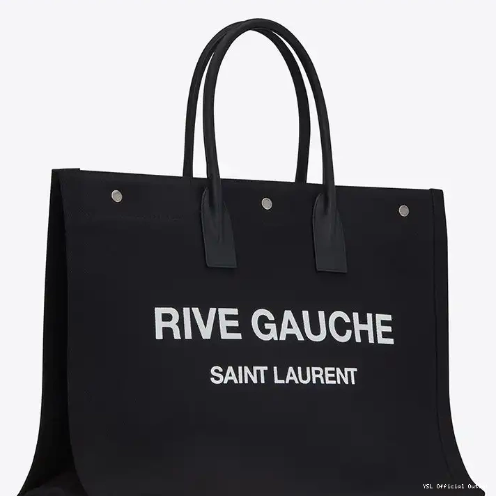 CHEAP In Rive Black Linen Laurent Gauche Leather Saint And Tote 0215