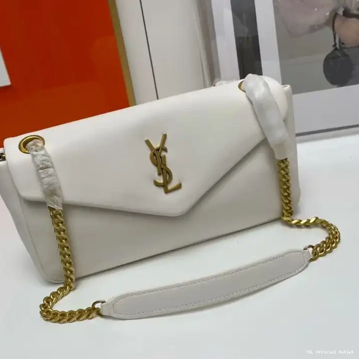 CHEAP Gold Lambskin White Bag Calypso Saint Laurent Plunged In 0212