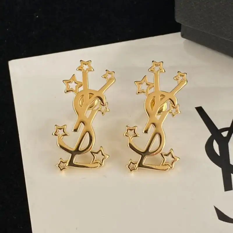 CHEAP Saint Laurent Opyum Earrings In Stars Metal Gold 0204