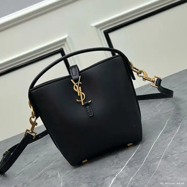 CHEAP In Saint Bag 37 Le Laurent Bucket Black Mini Shiny Leather 0216