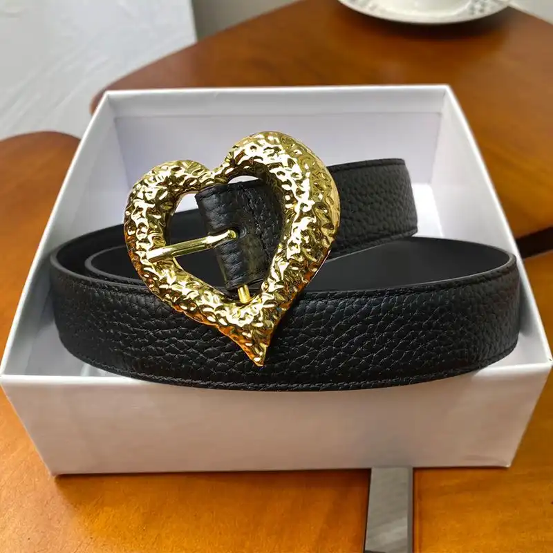 CHEAP Saint Laurent Heart Belt In Grained Leather Black Gold 0205