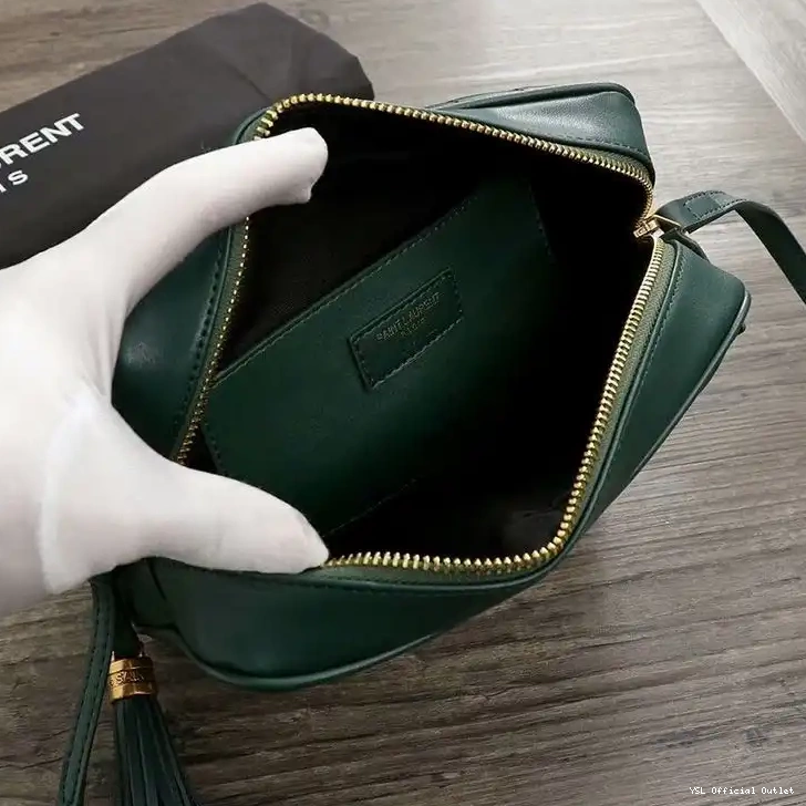 CHEAP In Saint Green Leather Laurent Gold Camera Bag Matelasse Lou 0209