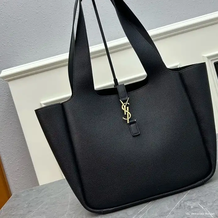 CHEAP Leather In Saint Laurent Grained Bea Black Tote Gold 0219