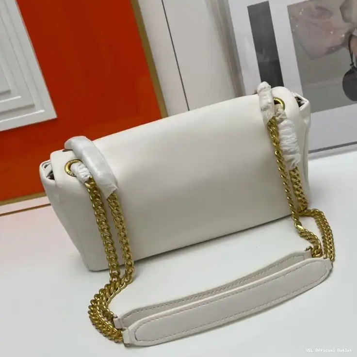 CHEAP Gold Lambskin White Bag Calypso Saint Laurent Plunged In 0212