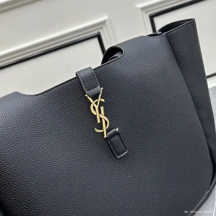 CHEAP Leather In Saint Laurent Grained Bea Black Tote Gold 0219