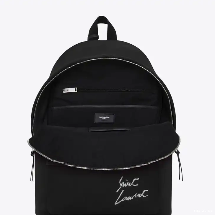 CHEAP Logo Canvas Saint Backpack City Laurent In Signature Black 0213