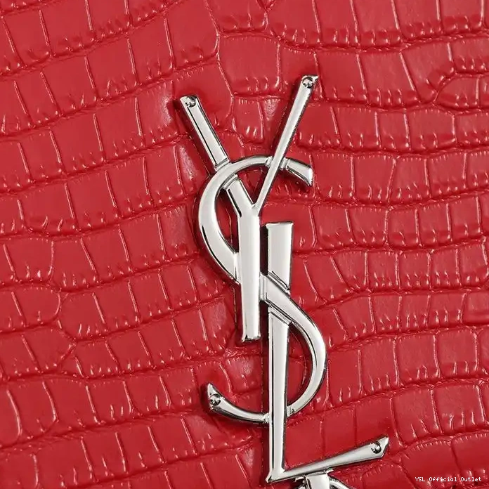 CHEAP Shiny Kate with Chain Embossed Medium Red Silver Crocodile Leather Tassel Saint Laurent Bag In 0223