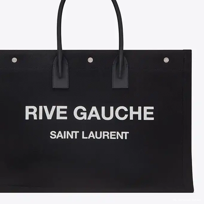 CHEAP In Rive Black Linen Laurent Gauche Leather Saint And Tote 0215