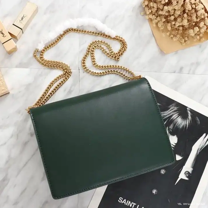 CHEAP In Laurent Saint Clasp Bag Leather Green Smooth Cassandra Gold 0215