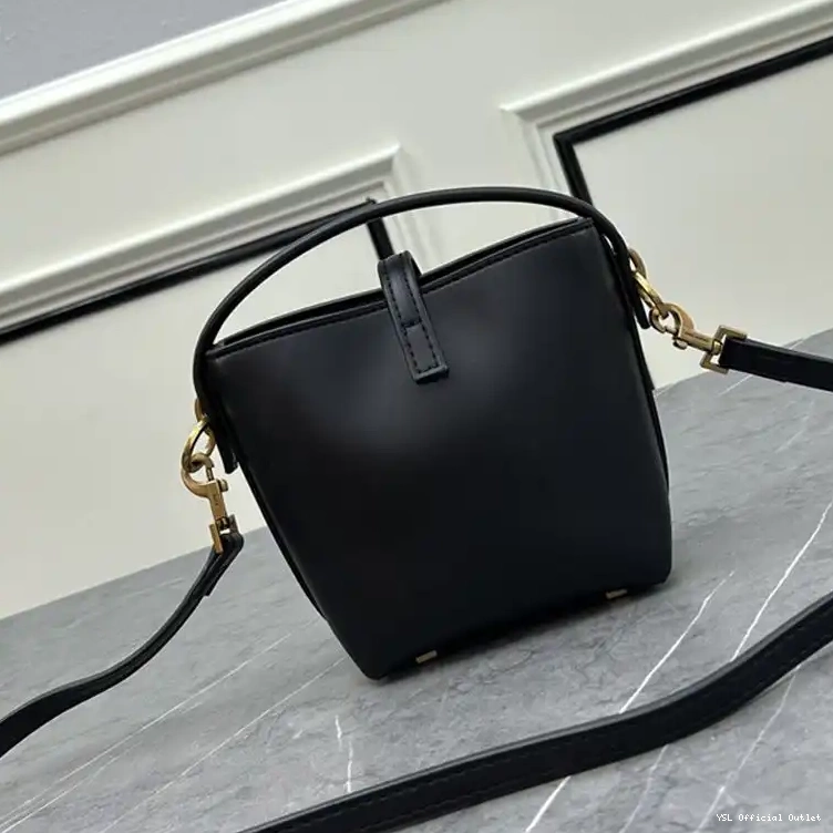 CHEAP Laurent 37 Shiny Saint Le In Bucket Black Bag Leather Mini 0223