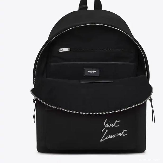 CHEAP Backpack Saint Logo Black City In Canvas Laurent Signature 0211