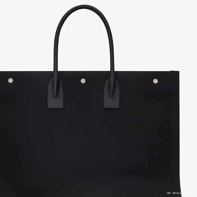 CHEAP Linen Laurent Black Leather Gauche In And Saint Tote Rive 0222