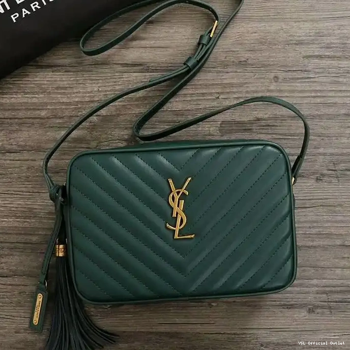 CHEAP In Saint Green Leather Laurent Gold Camera Bag Matelasse Lou 0209