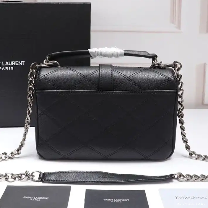 CHEAP Laurent Medium Black In Silver Saint College Matelasse Chain Classic Bag Leather Diamond 0208