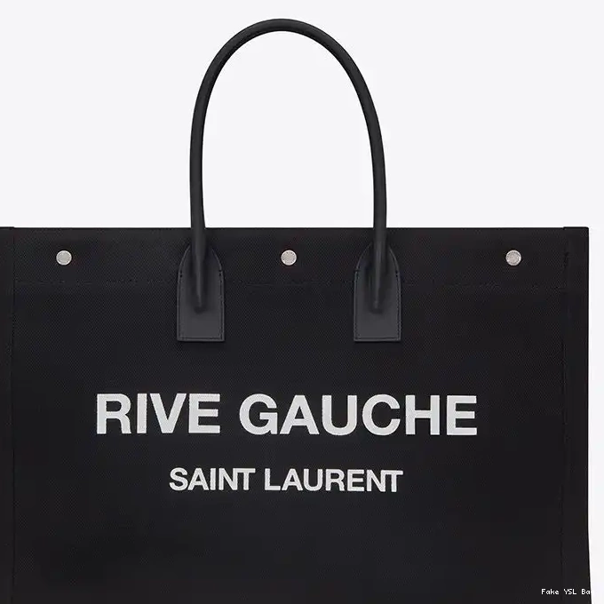 CHEAP Gauche Leather Rive Laurent Linen In Tote Saint And Black 0216