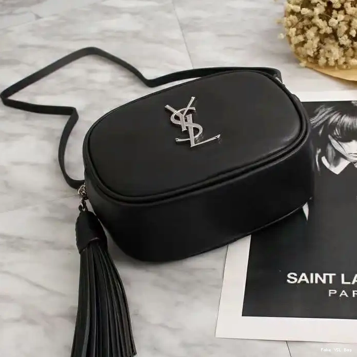 CHEAP Saint Laurent Leather Blogger Bag Silver In Black 0226