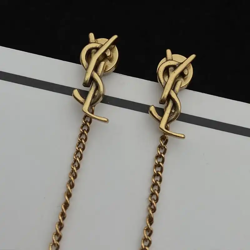 CHEAP Saint Laurent Opyum Threader Earrings In Metal Gold 0204