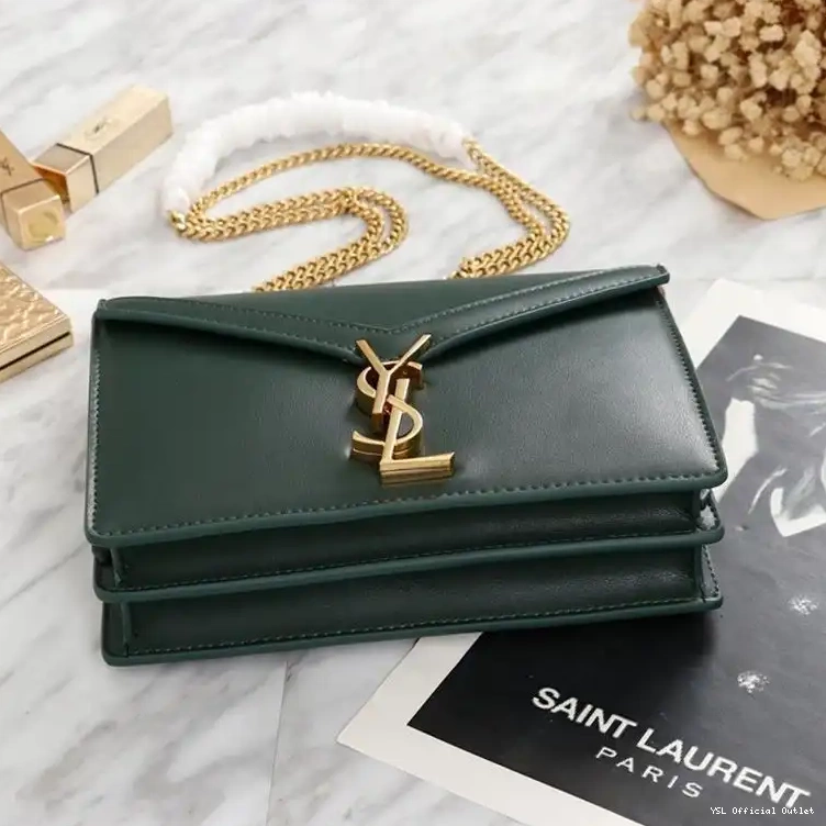 CHEAP Green Gold Clasp Saint Leather Bag Cassandra Smooth Laurent In 0221